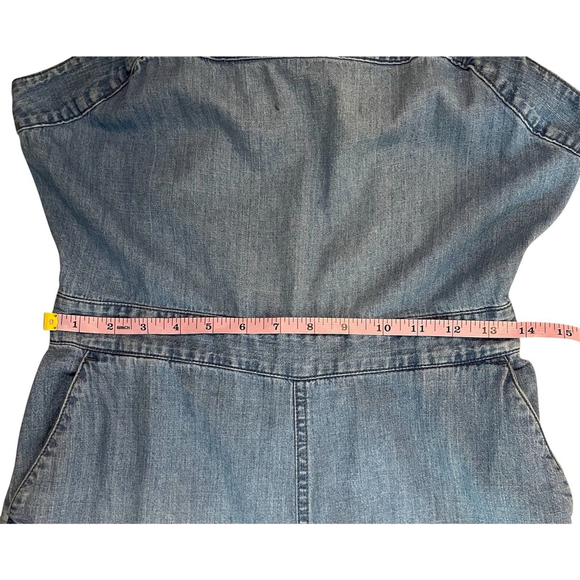 Madewell Women's Denim Apron Bow Back Jumpsuit Wide Leg Crop Light Wash Size 4 - Picture 6 of 10